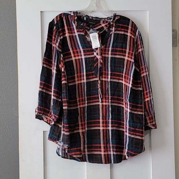 NWT Torrid Plaid 3/4 sleeve top, Large - Picture 2 of 6